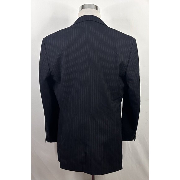 Mantoni 42R Suit 36x31 Flat Front 100% Wool Black Pinstriped Two Button Vented - Picture 7 of 13
